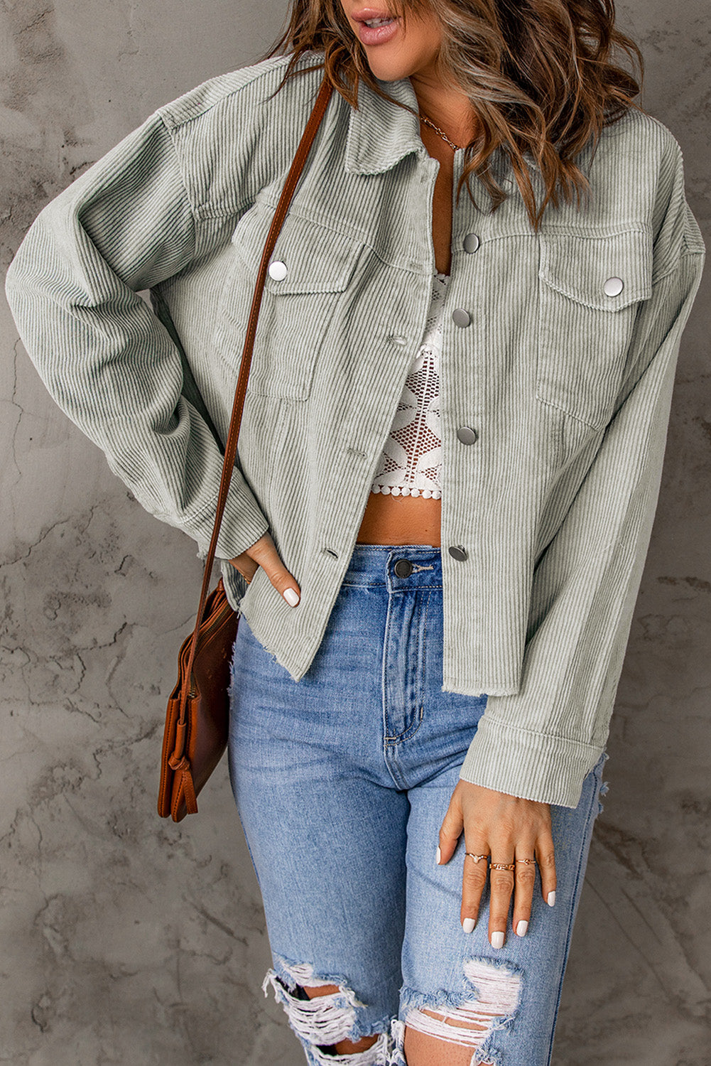 Grey corduroy clearance jacket womens