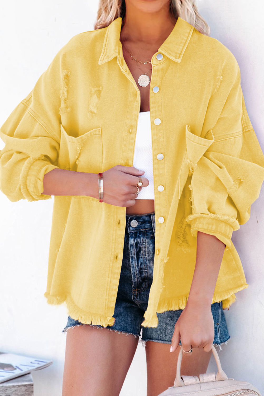 Oversized yellow hotsell denim jacket