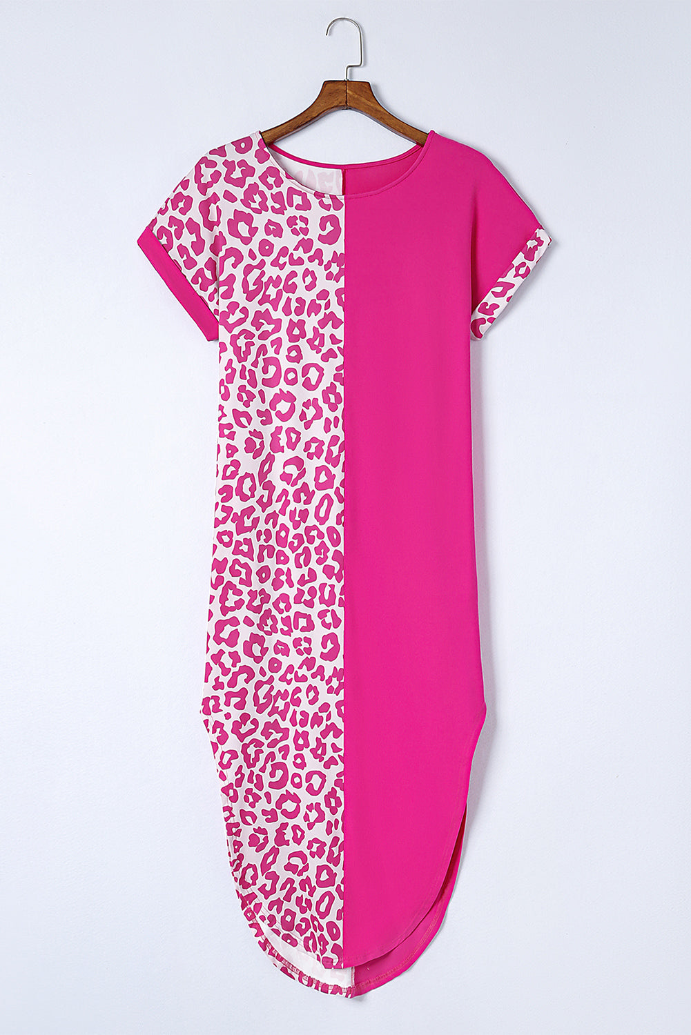 Rose Leopard Contrast Pocket Long Pajama Set