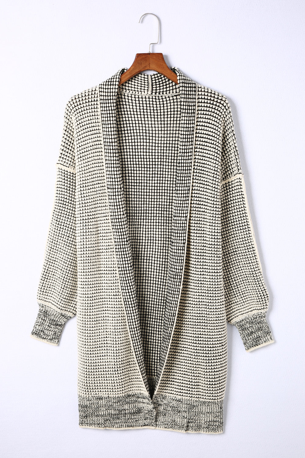 Gray Plus Size Textured Knit Cardigan