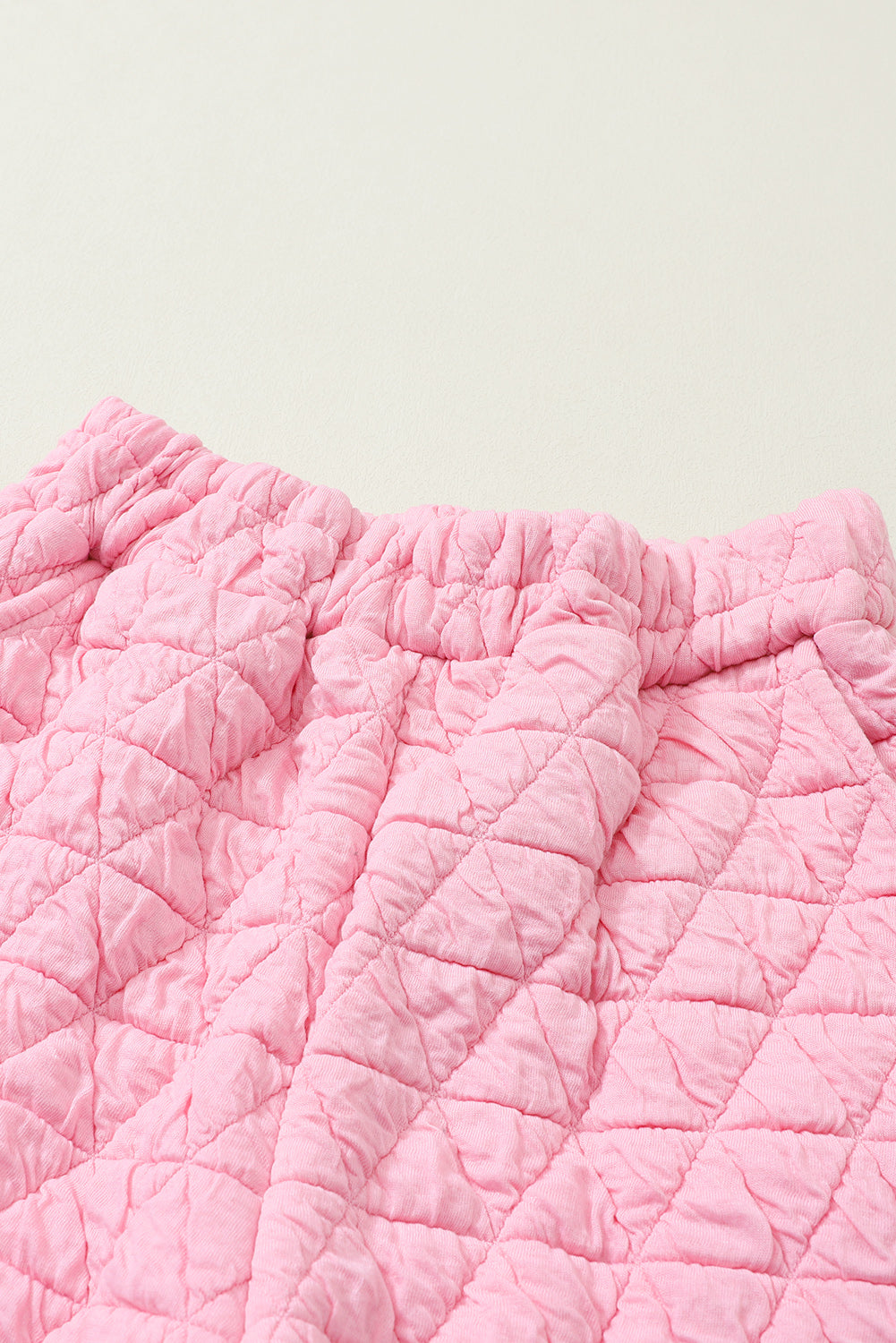 Pink Solid Quilted Pullover and Pants Outfit