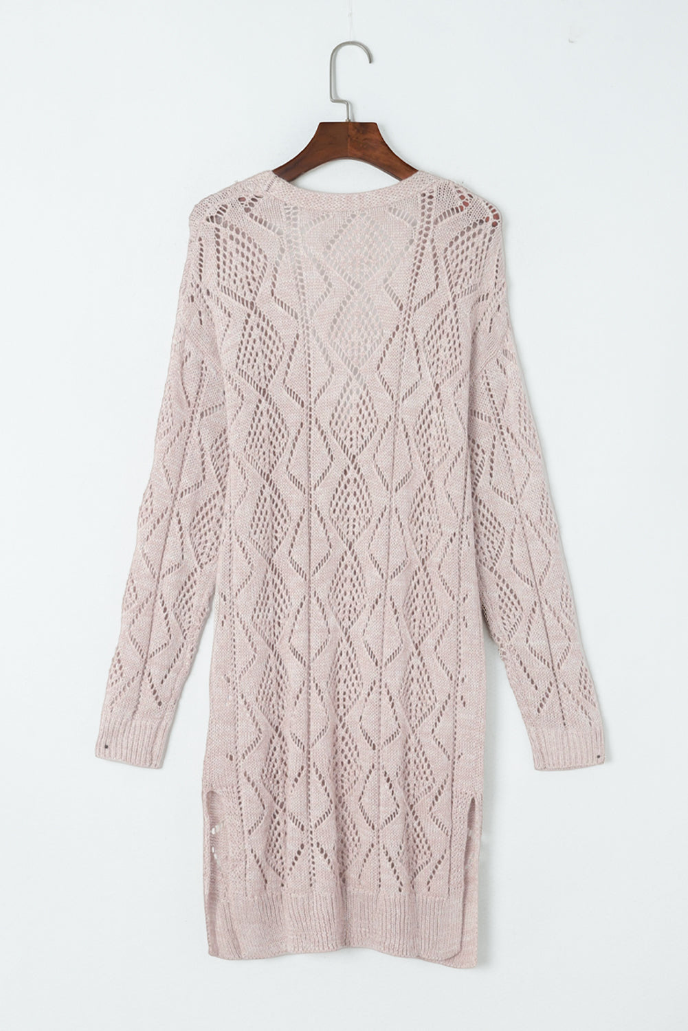 Pink Open Knit Button-Up Plus Size Cardigan