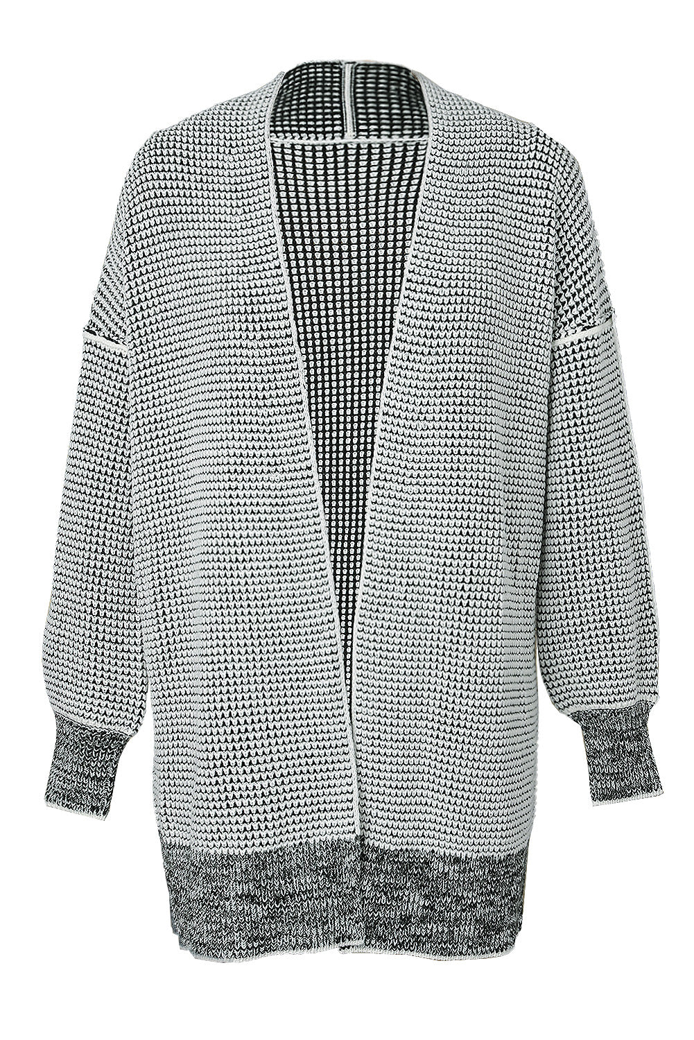 Gray Plus Size Textured Knit Cardigan