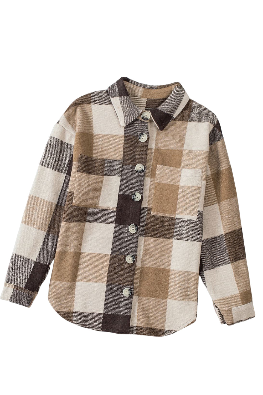 Gray Plus Size Checkered Button-Up Shacket