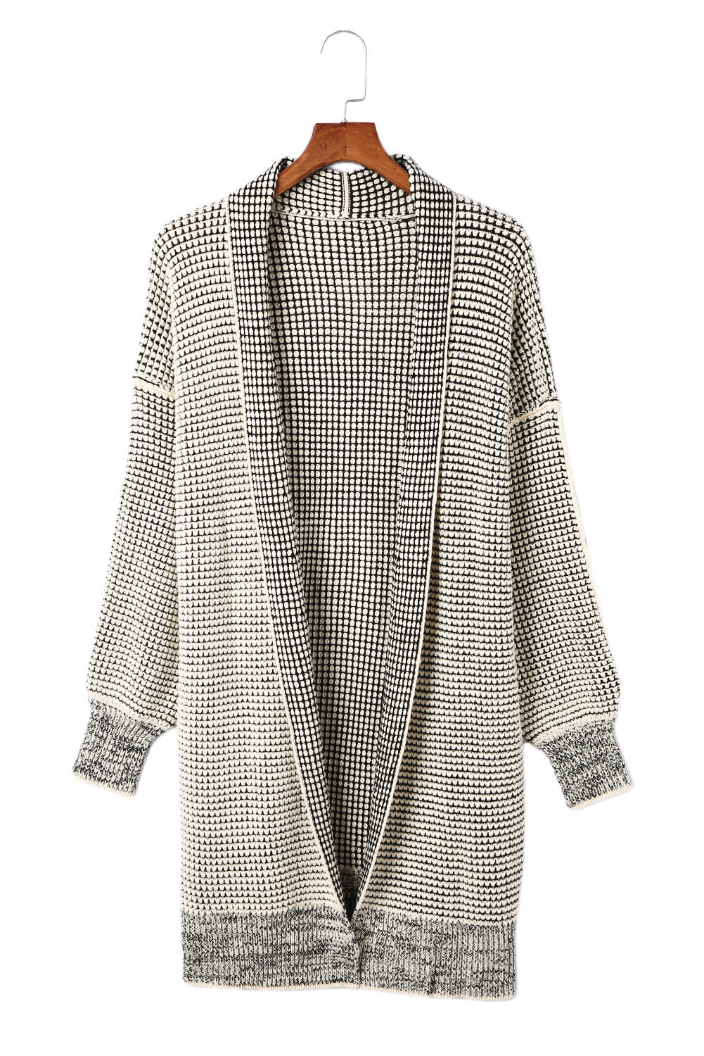 Gray Plus Size Textured Knit Cardigan