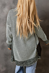 Gray Plus Size Textured Knit Cardigan