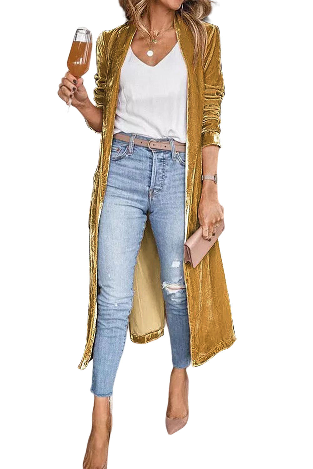 Open Front Velvet Blazer