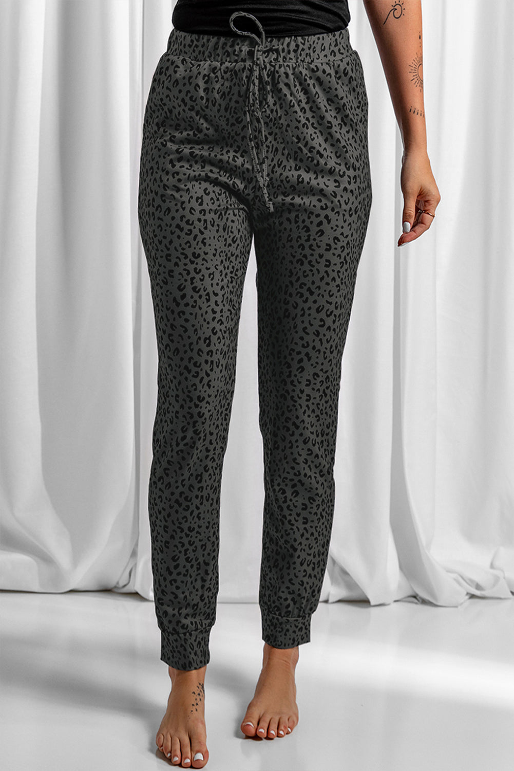 Black Breezy Leopard Joggers