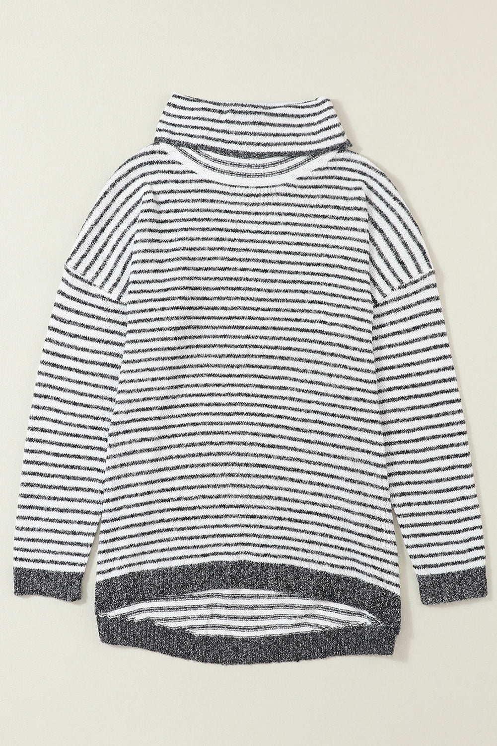 Black Striped Turtleneck Loose Sweater