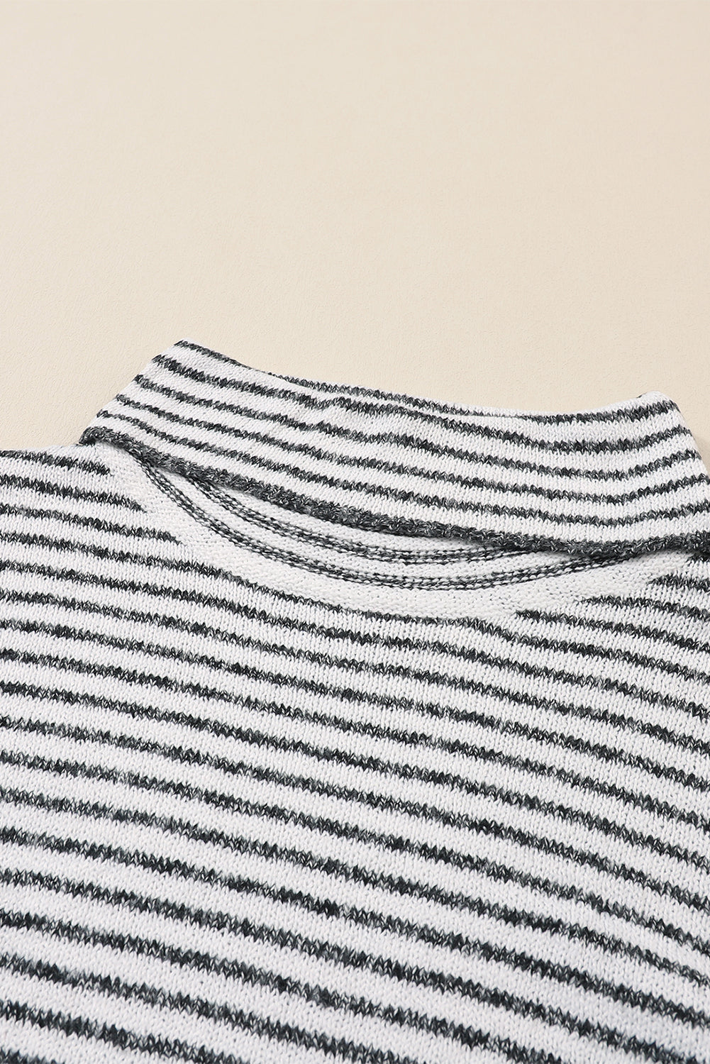 Black Striped Turtleneck Loose Sweater