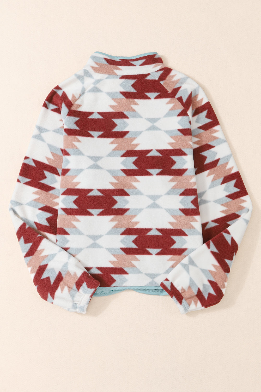 Fiery Red Geometric Aztec Pattern Plus Size Fleece Jacket