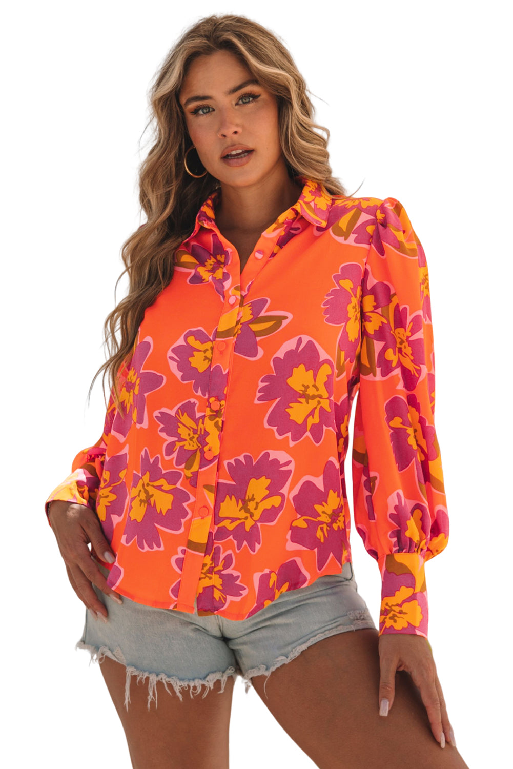 Multicolor Flora Print Plus Size Shirt