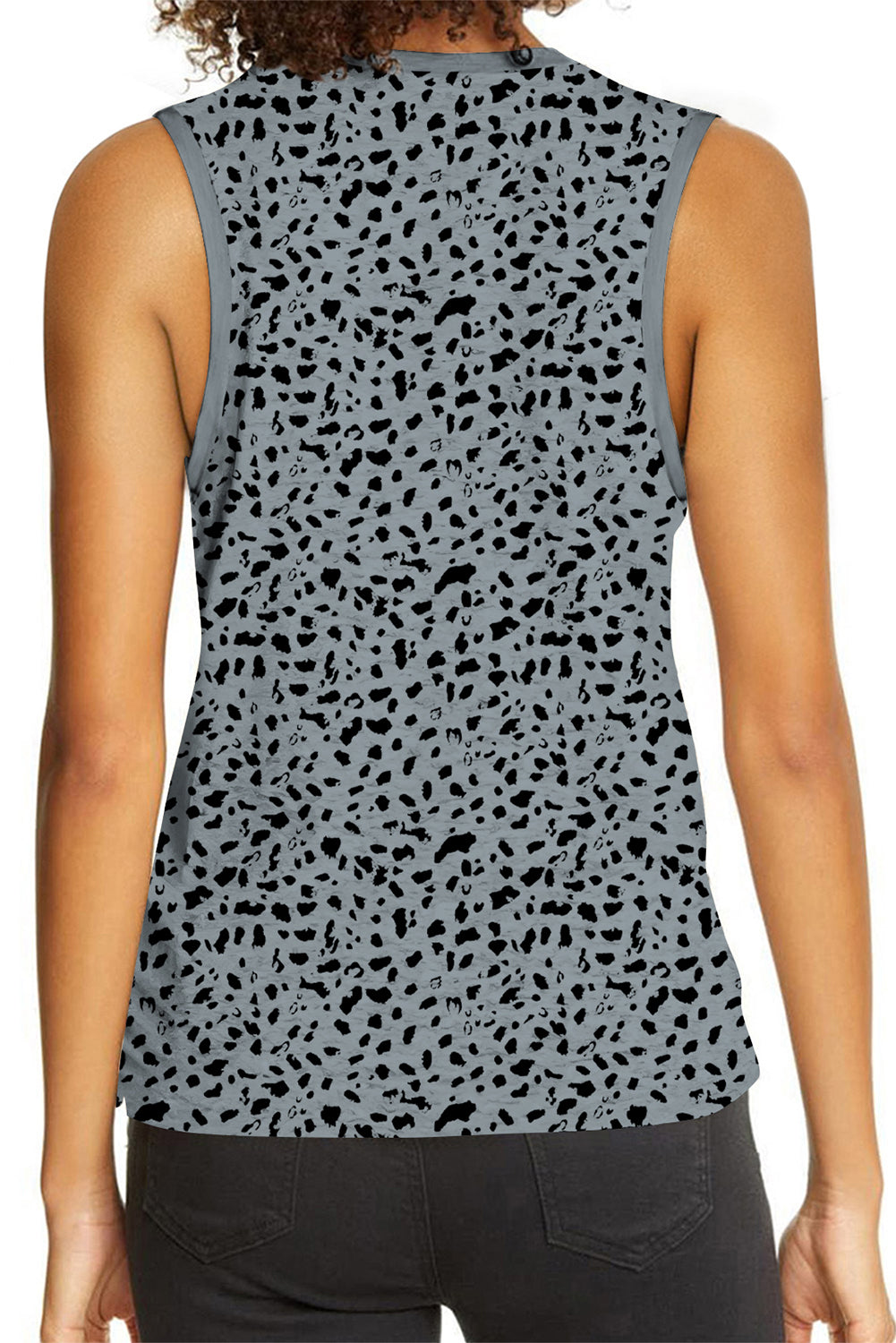 Fiery Red Leopard Print Round Neck Tank Top