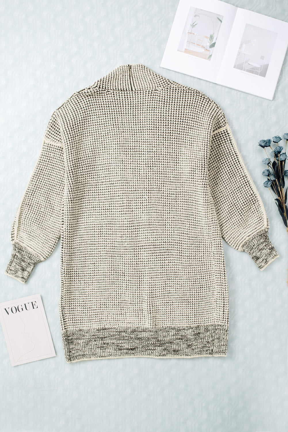 Gray Plus Size Textured Knit Cardigan