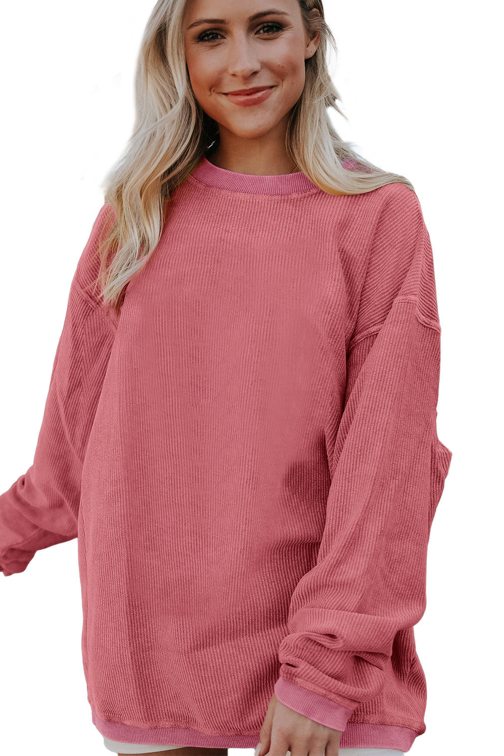 Strawberry Pink MERRY Christmas Corded Pullover Sweatshirt