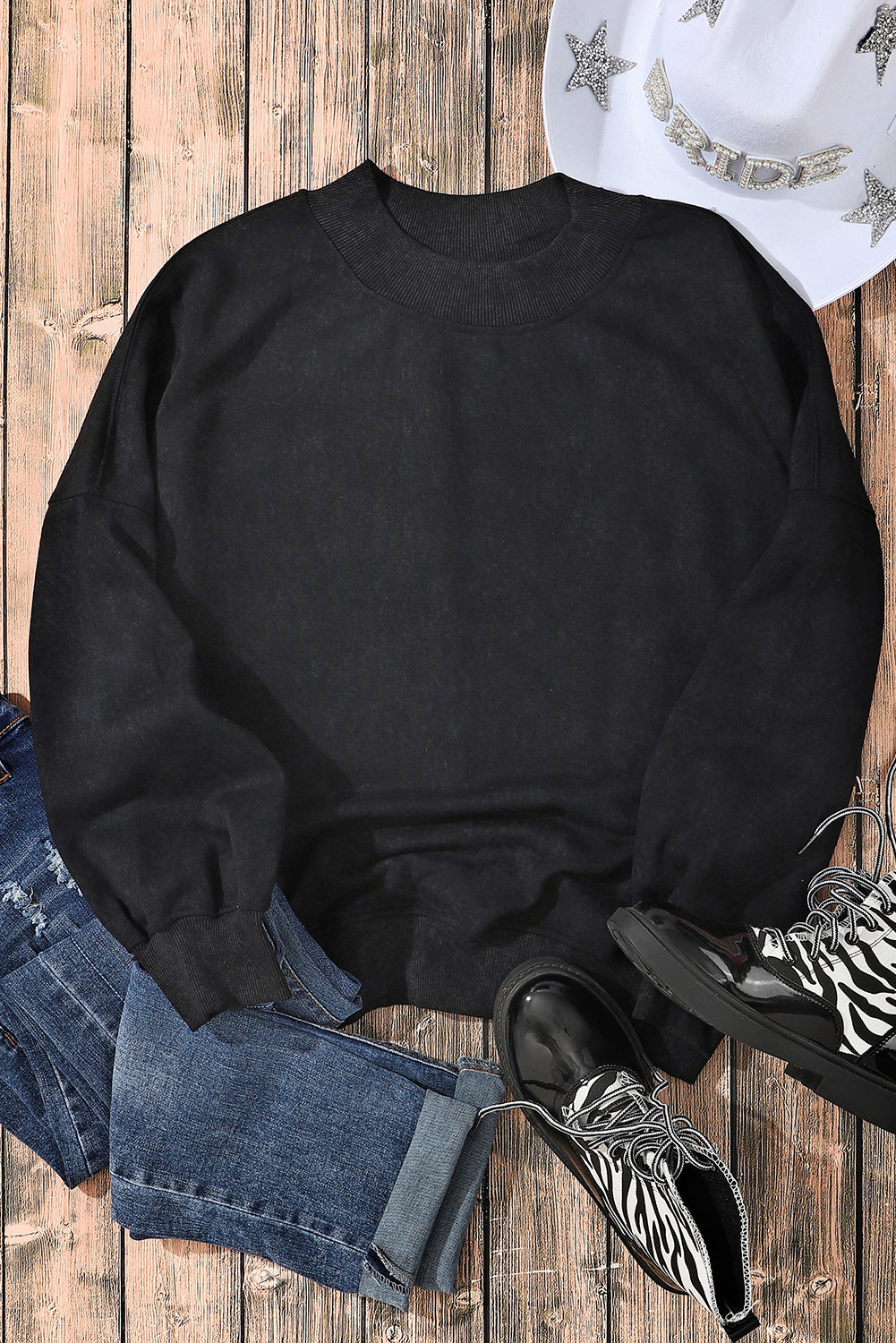 Brown Drop Shoulder Crew Neck Pullover Sweatshirt