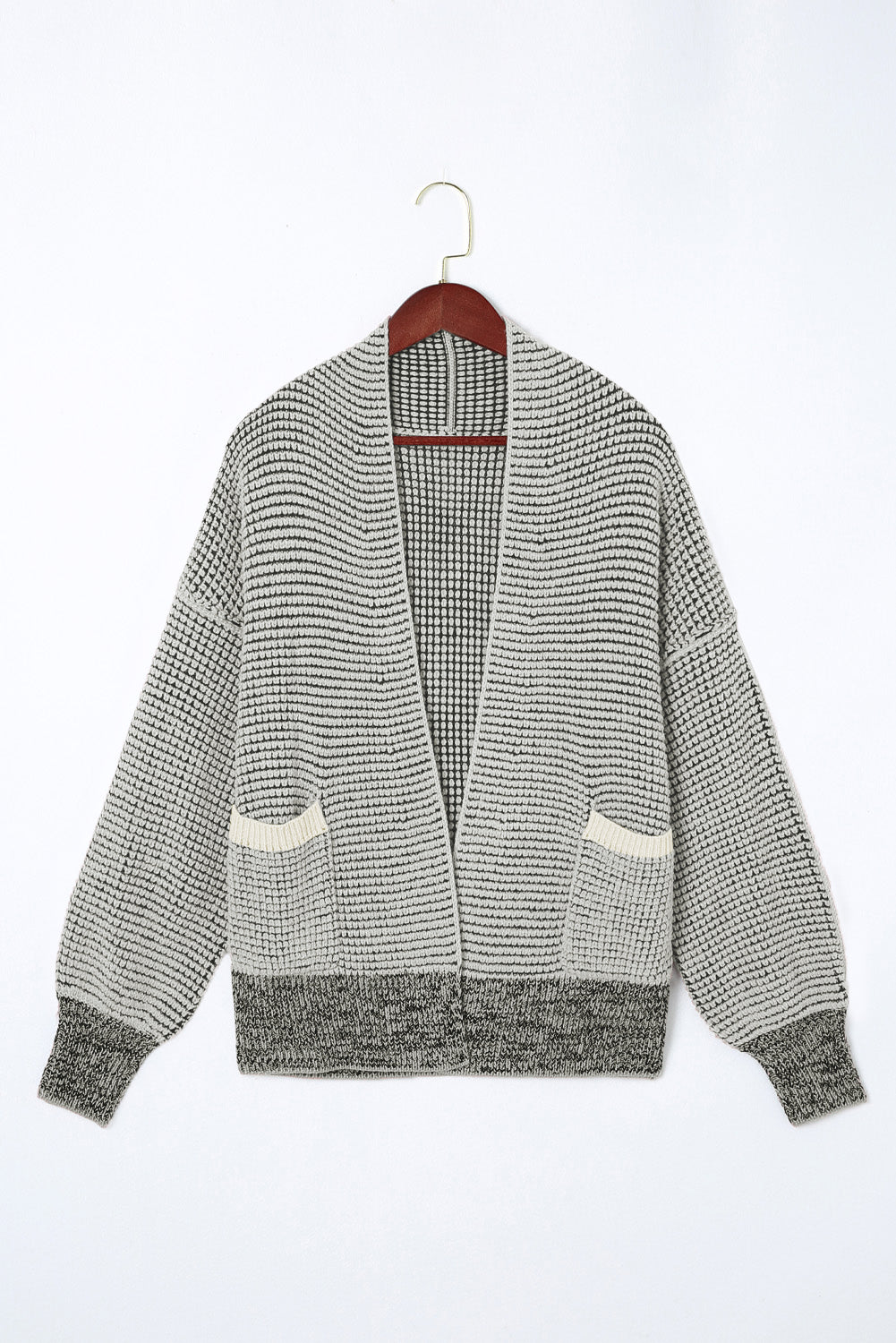 Gray Plus Size Textured Knit Cardigan