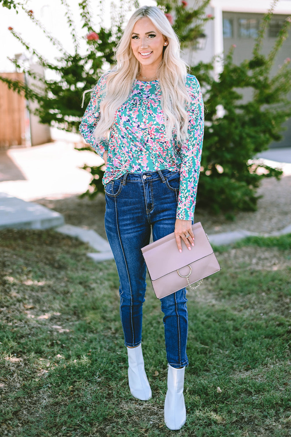 Green Wrap V Neck Floral Maxi Dress