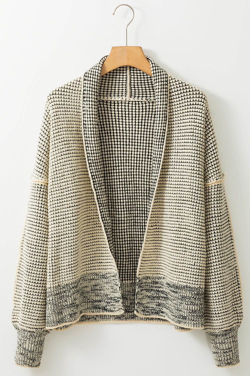 Gray Plus Size Textured Knit Cardigan