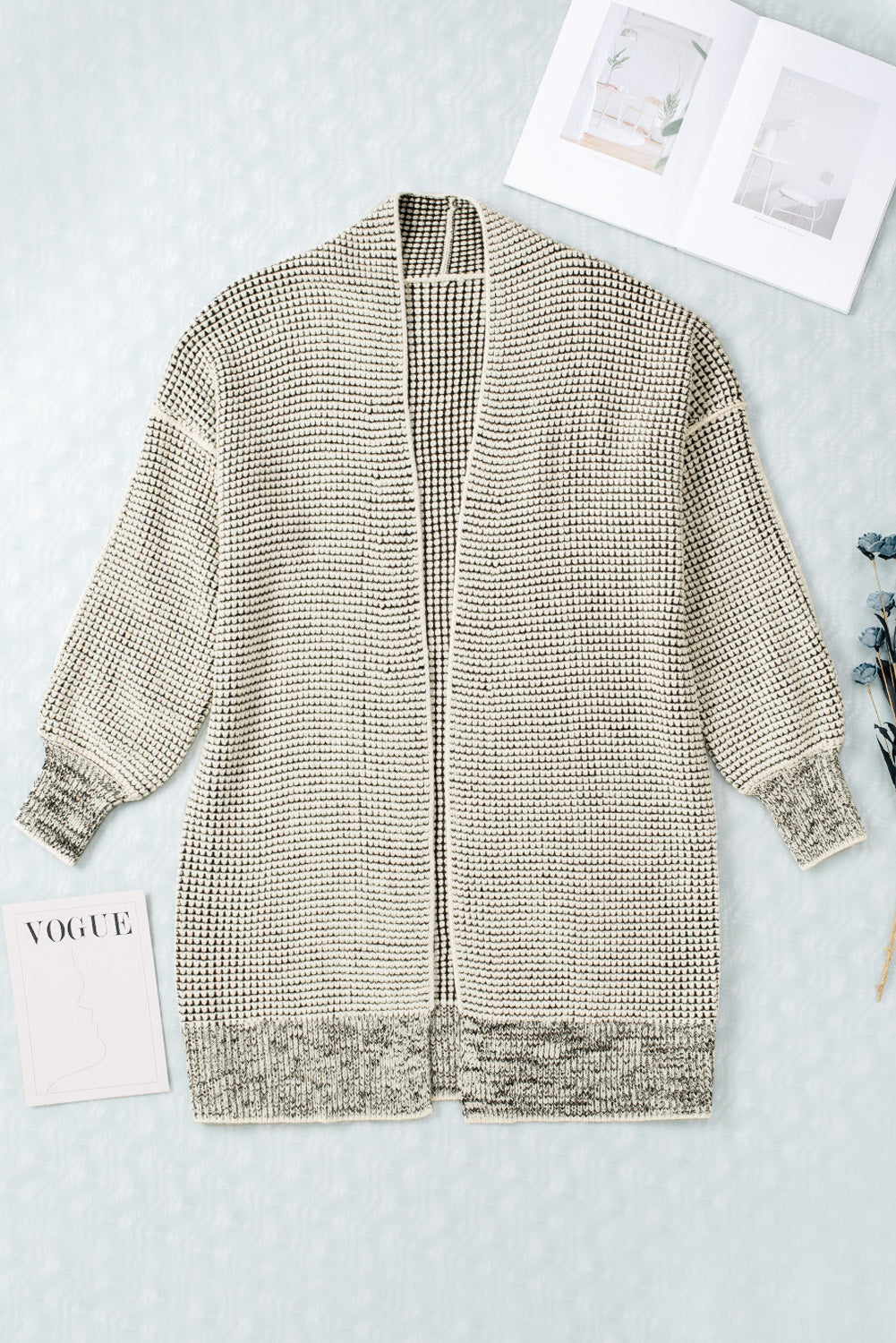 Gray Plus Size Textured Knit Cardigan