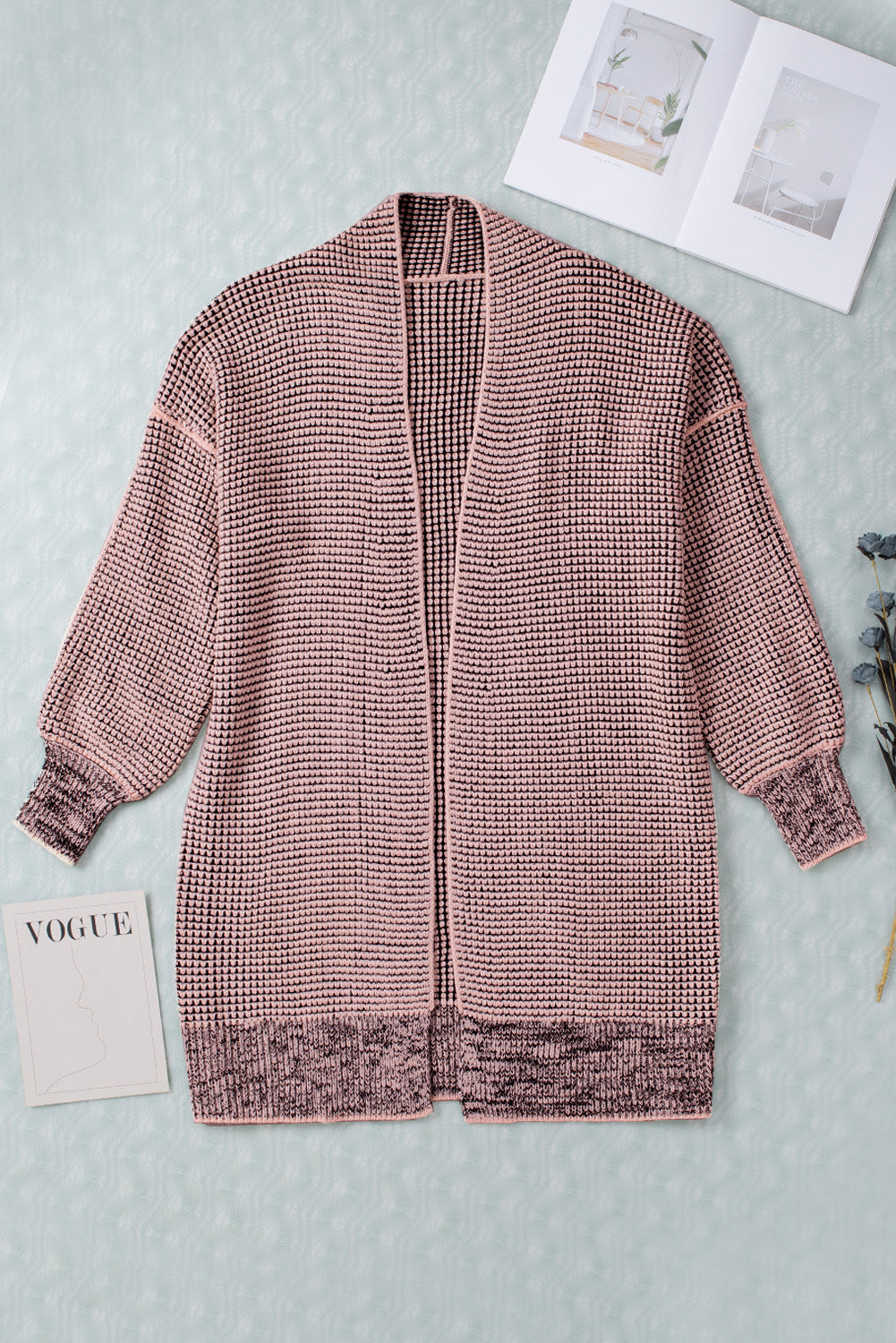 Gray Plus Size Textured Knit Cardigan