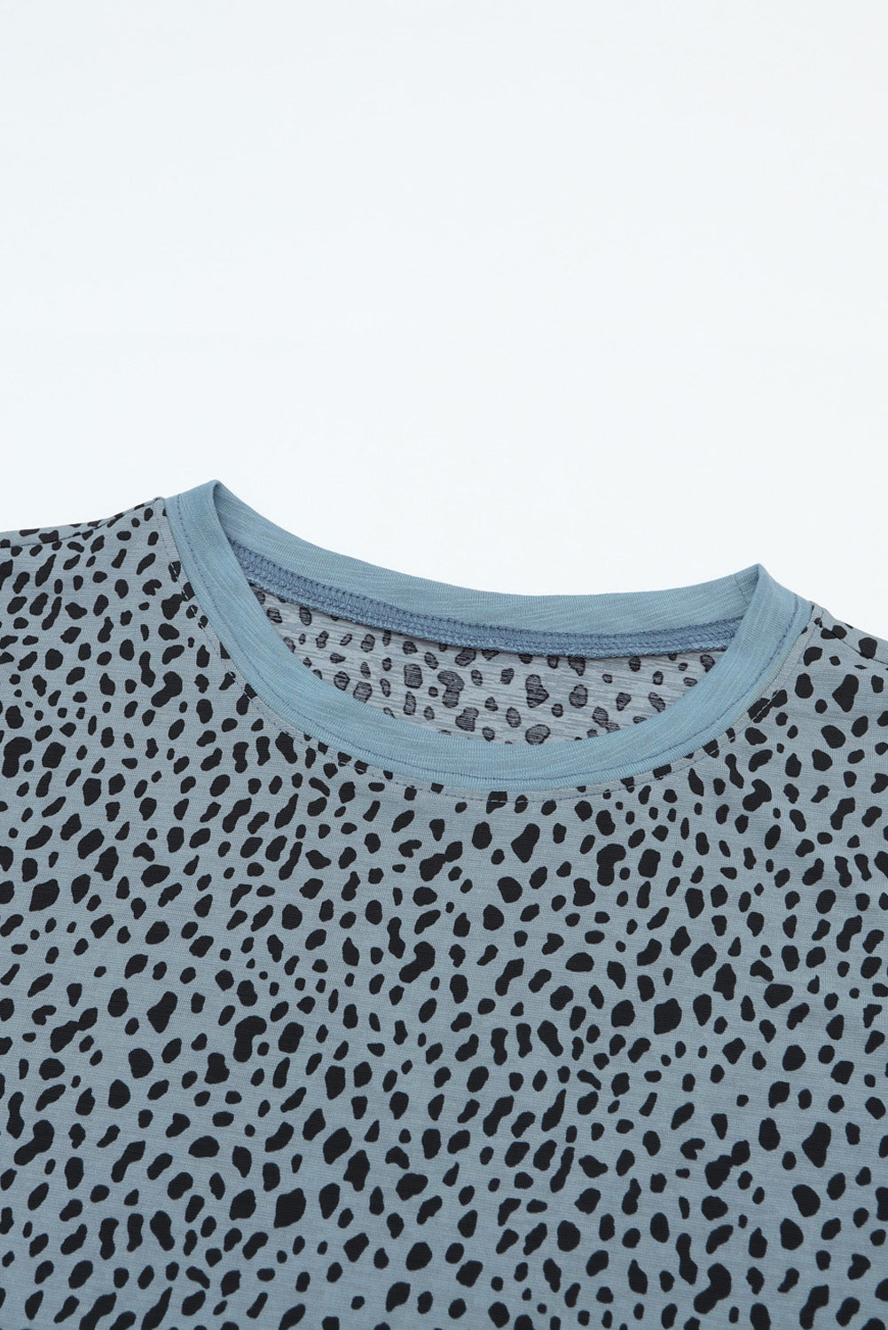 Gray Cheetah Print O-neck Short Sleeve T Shirt