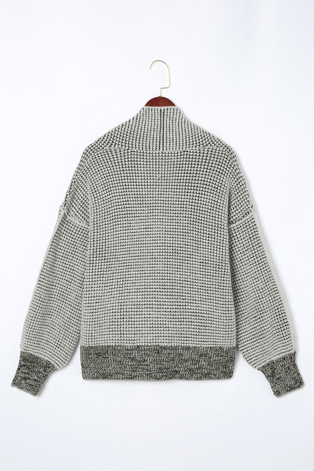 Gray Plus Size Textured Knit Cardigan