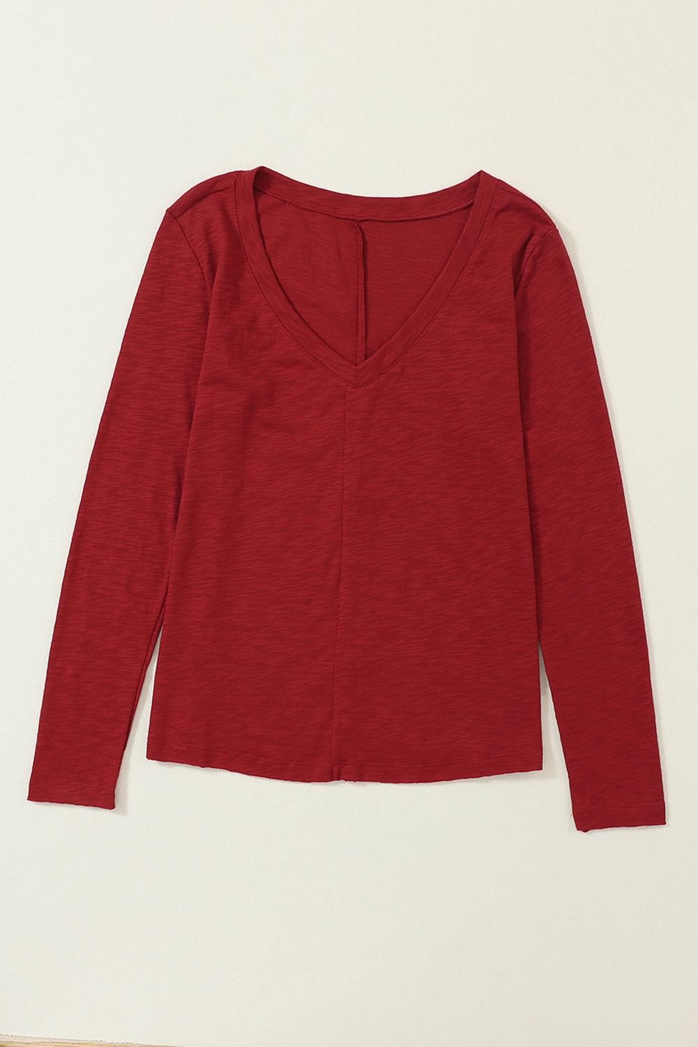 Red Dahlia Piping Detail Plus Size Long Sleeve Top