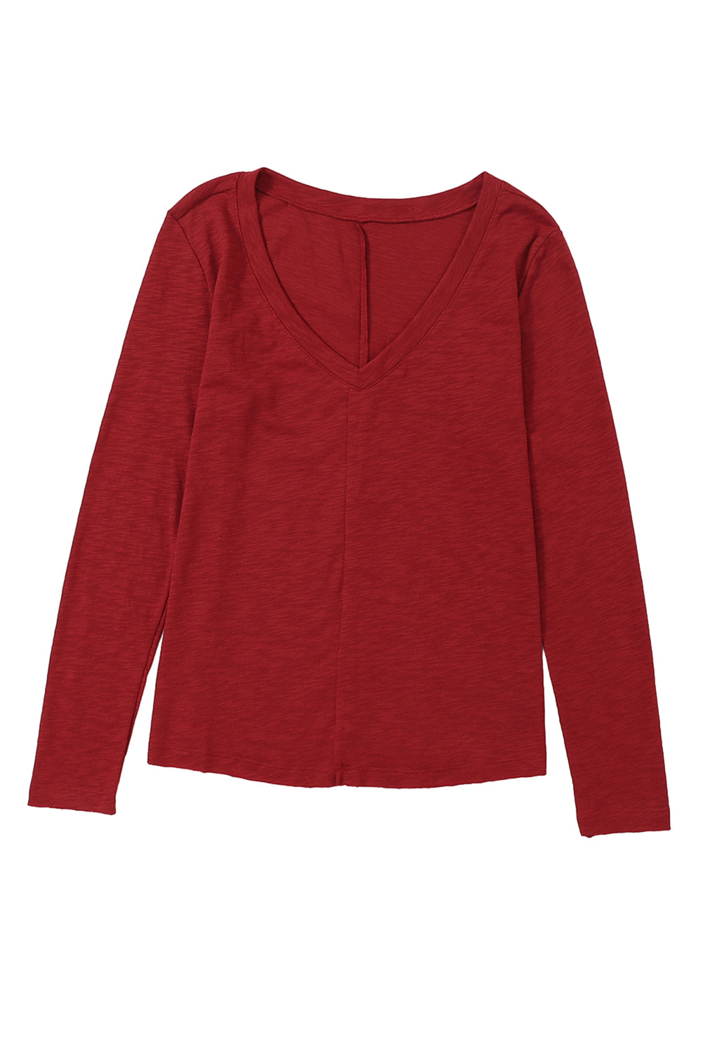 Red Dahlia Piping Detail Plus Size Long Sleeve Top