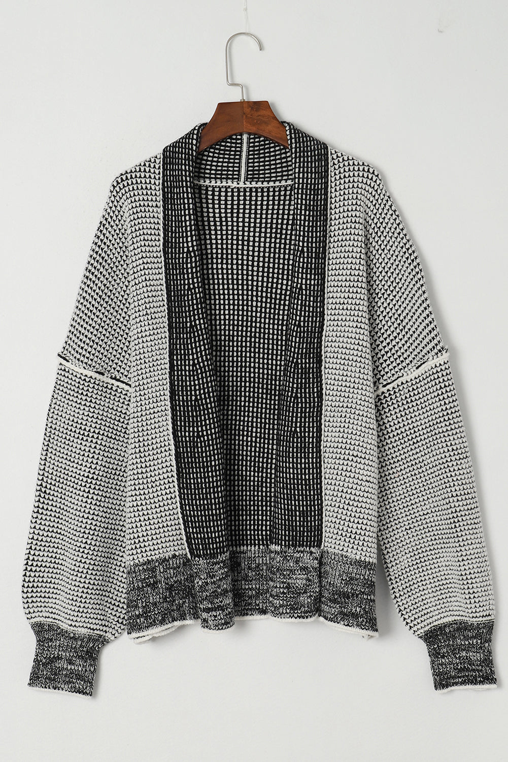 Gray Plus Size Textured Knit Cardigan