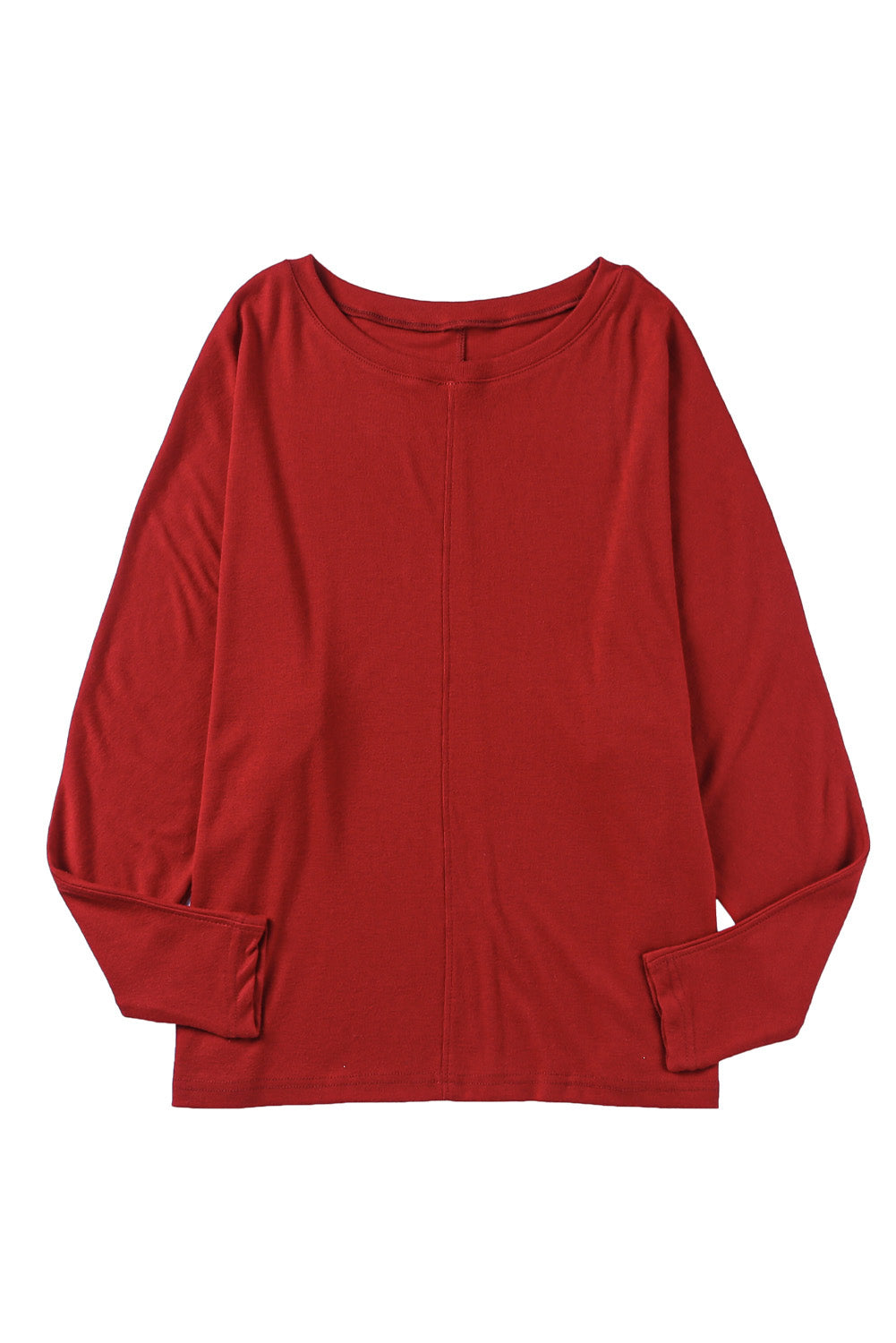 Red Dahlia Piping Detail Plus Size Long Sleeve Top