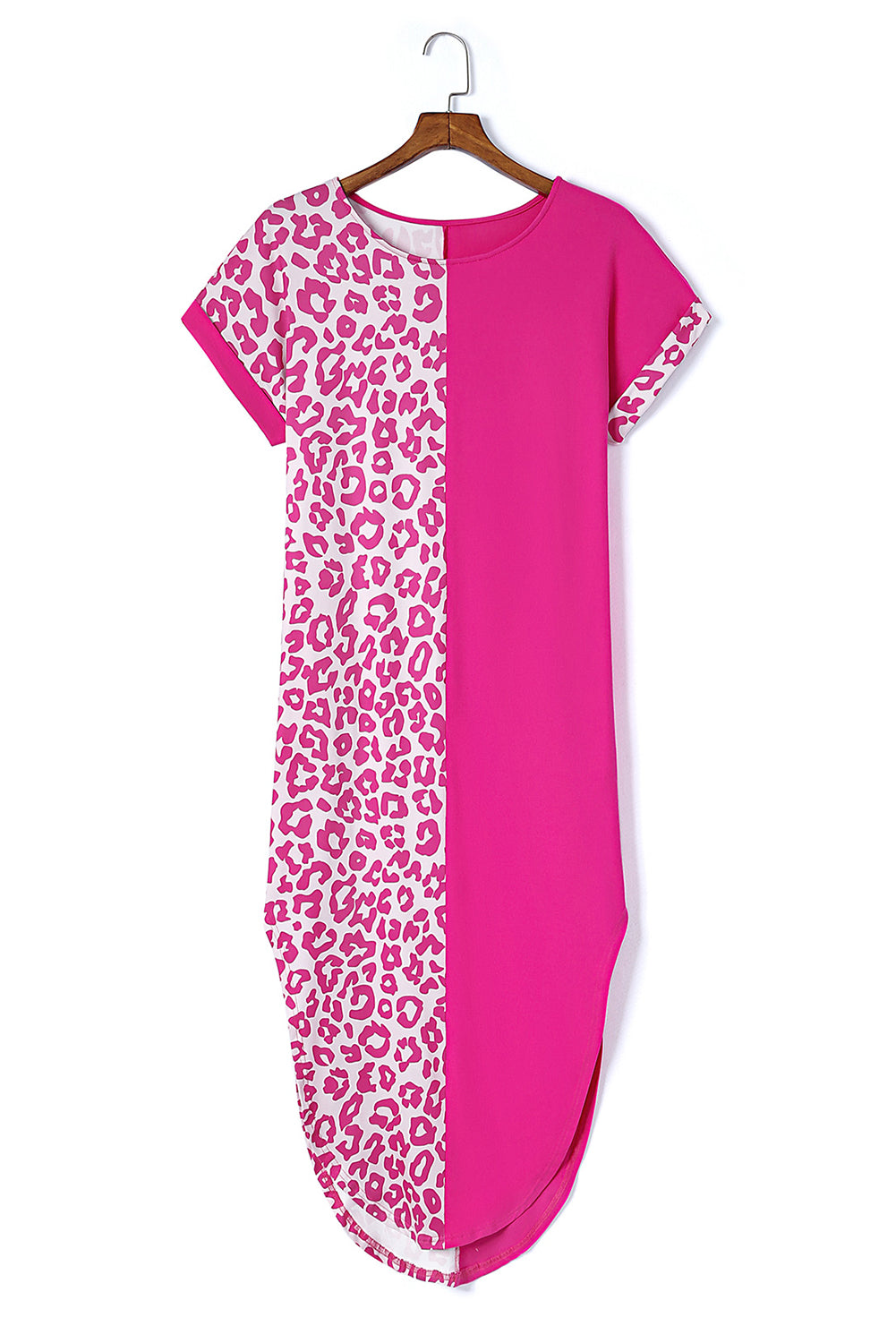 Rose Leopard Contrast Pocket Long Pajama Set