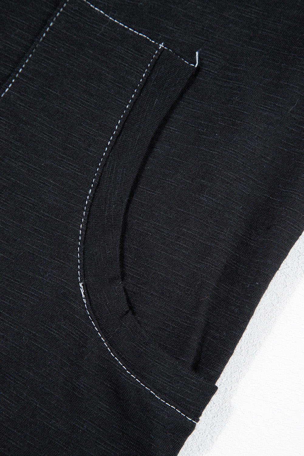 Black Flatlock Seam Detail V Neck Baggy Jumpsuit
