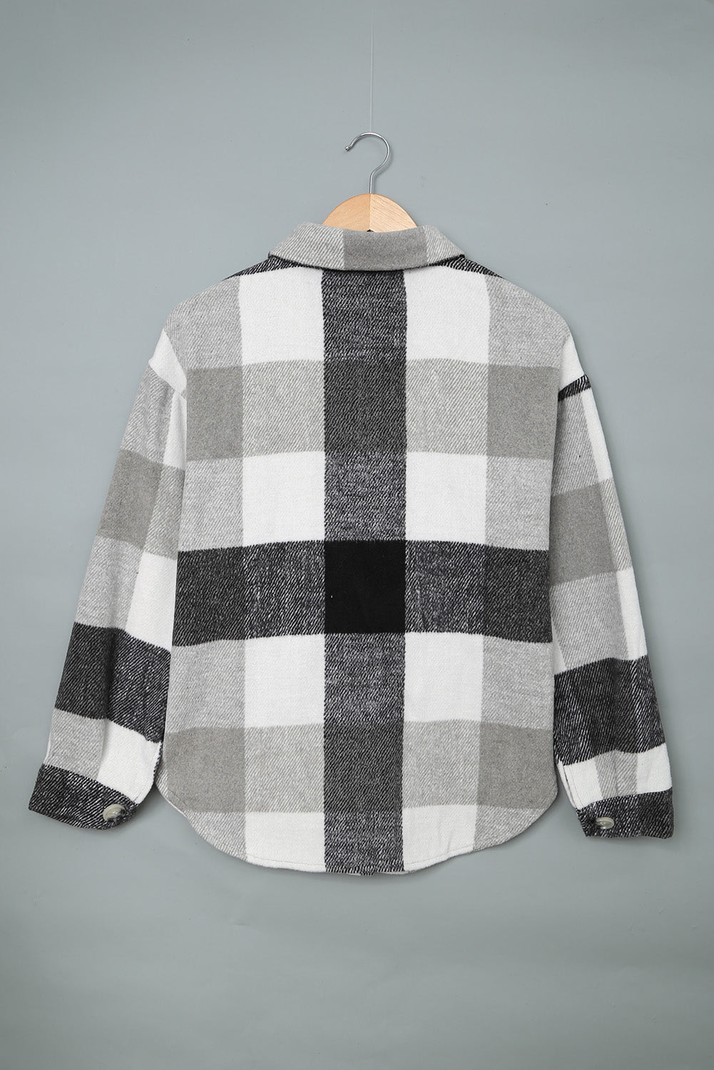 Gray Plus Size Checkered Button-Up Shacket