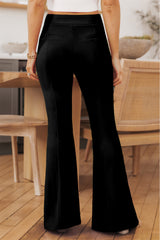 Black Split Hem High Waist Pants