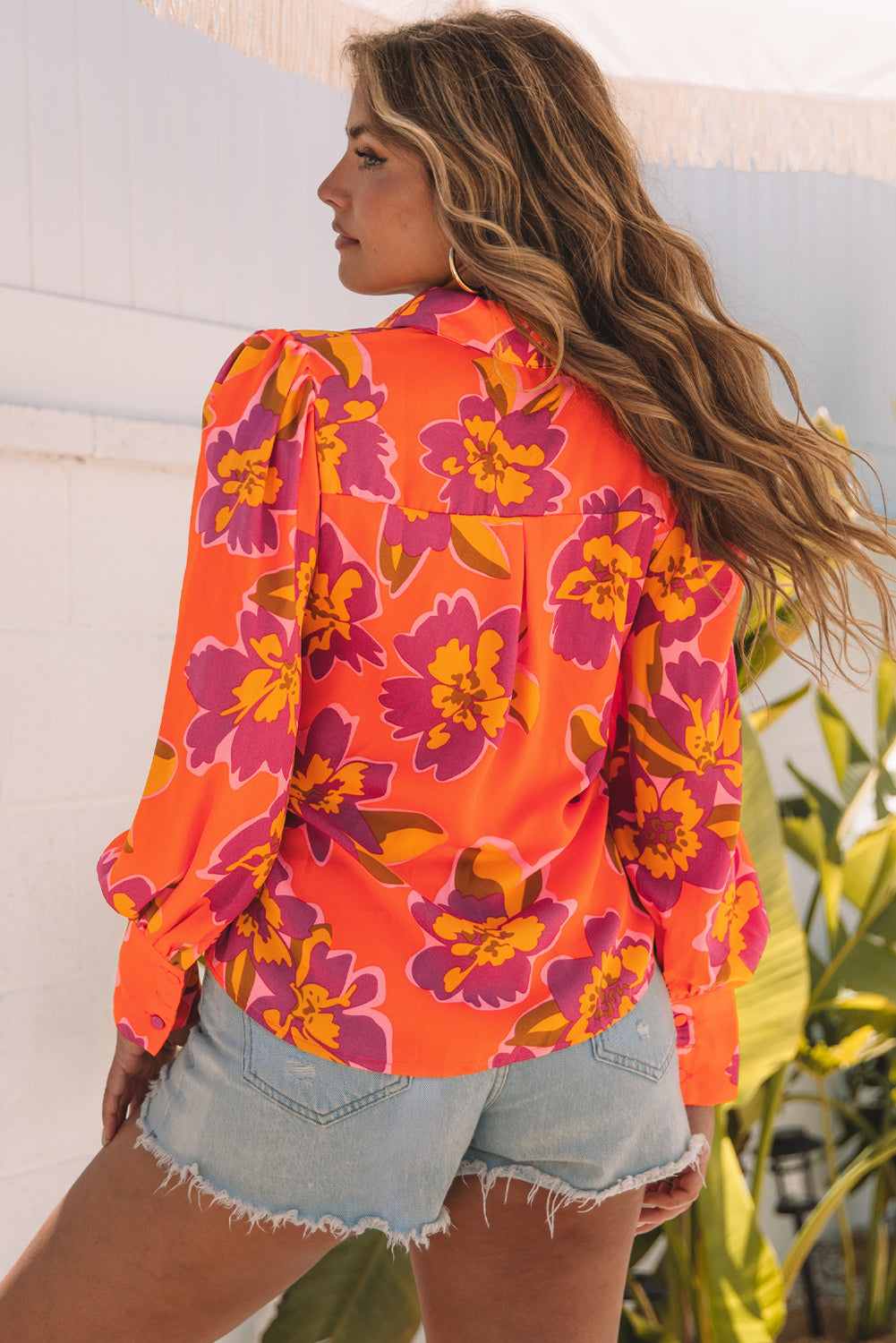 Multicolor Flora Print Plus Size Shirt