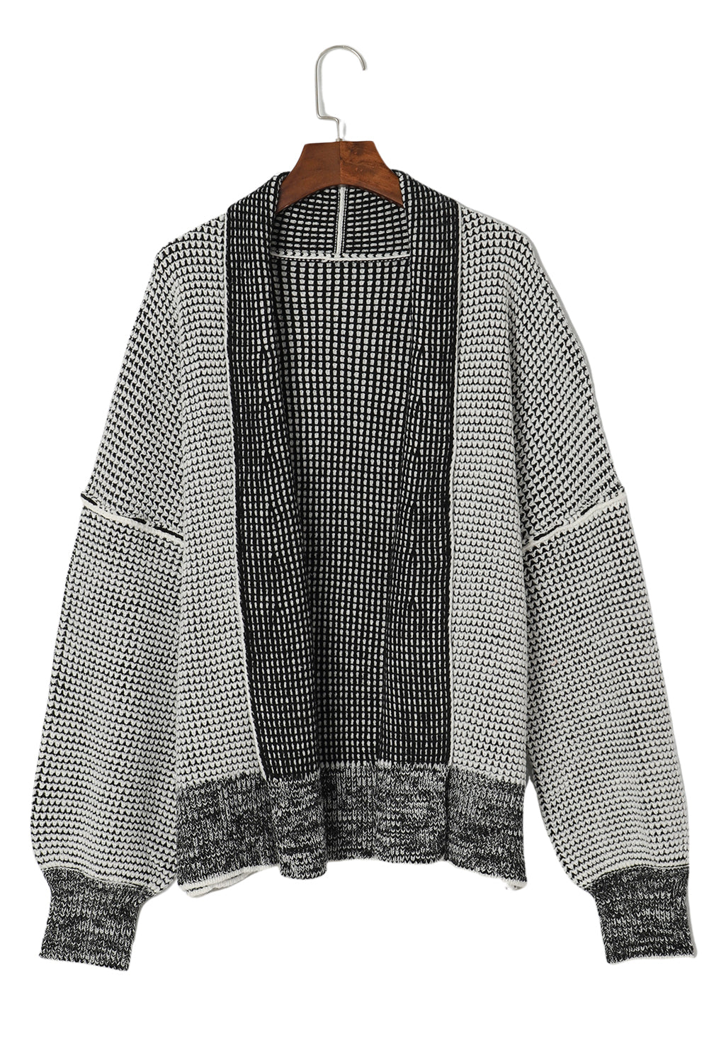 Gray Plus Size Textured Knit Cardigan