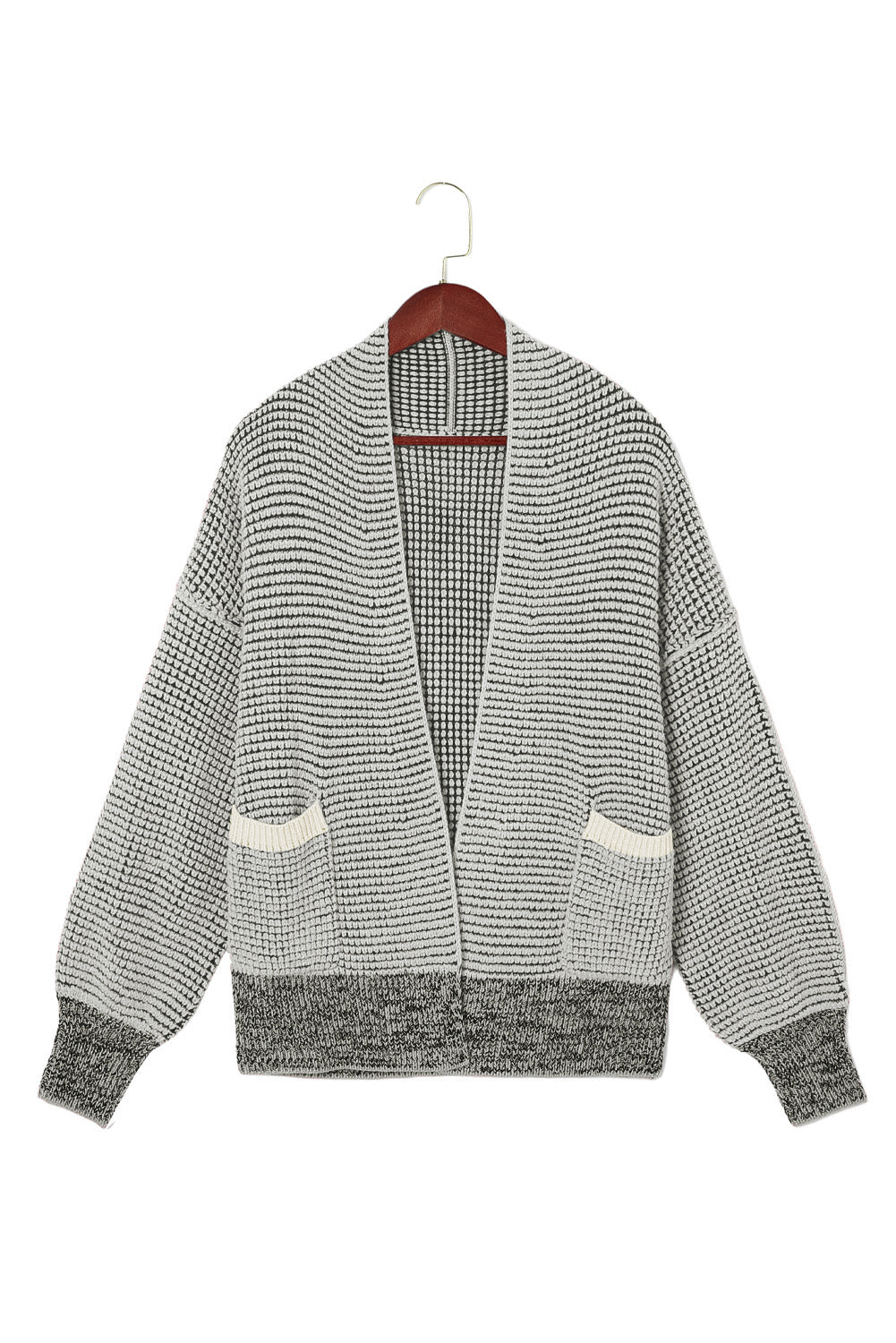 Gray Plus Size Textured Knit Cardigan