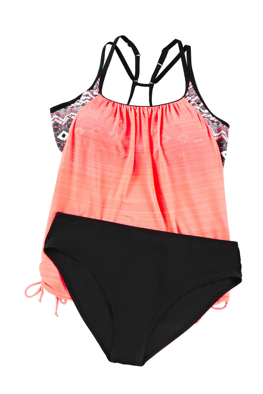 Pink Printed Lined Tankini Swimsuit