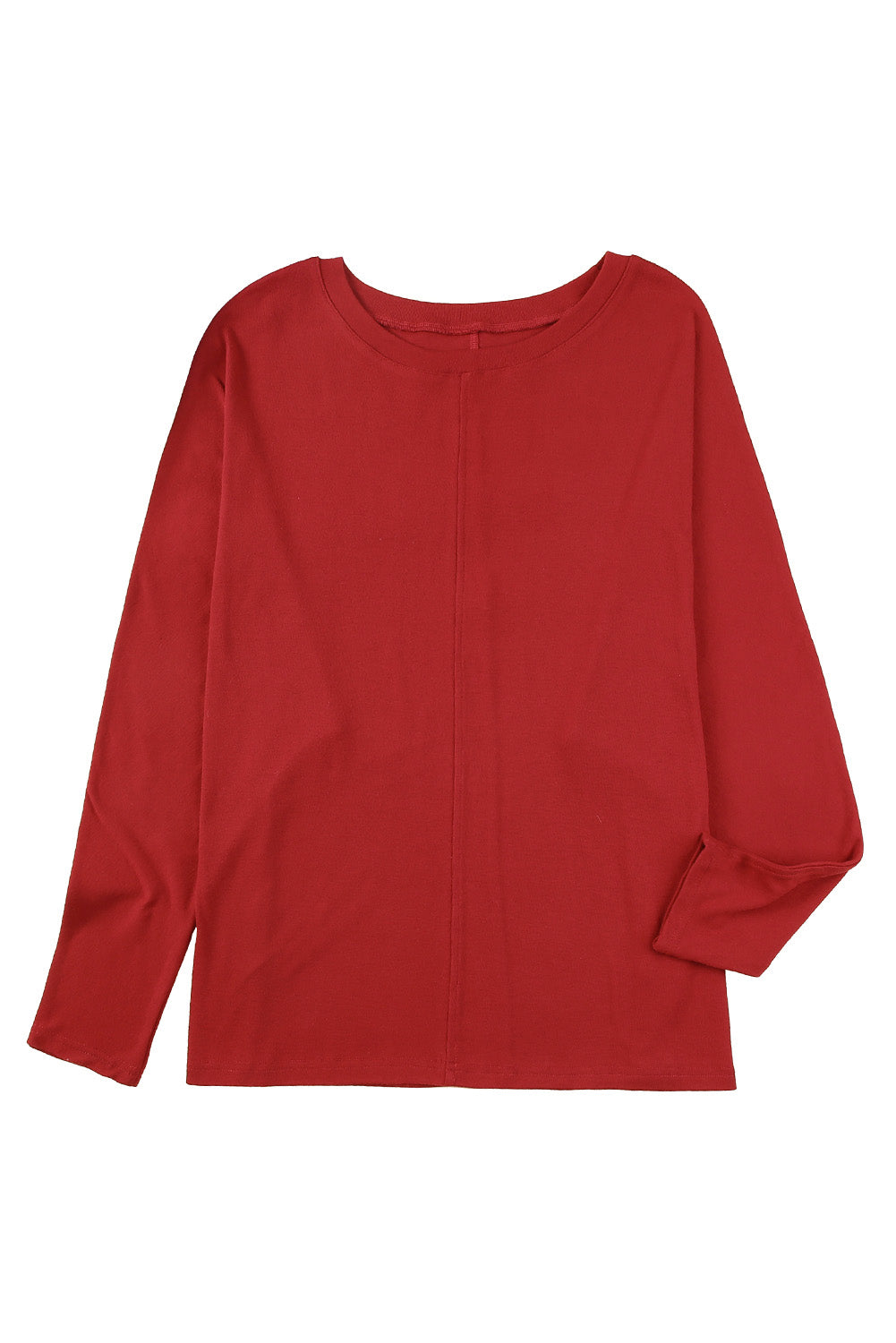 Red Dahlia Piping Detail Plus Size Long Sleeve Top