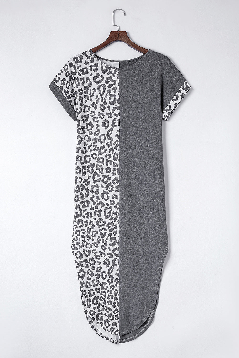 Rose Leopard Contrast Pocket Long Pajama Set