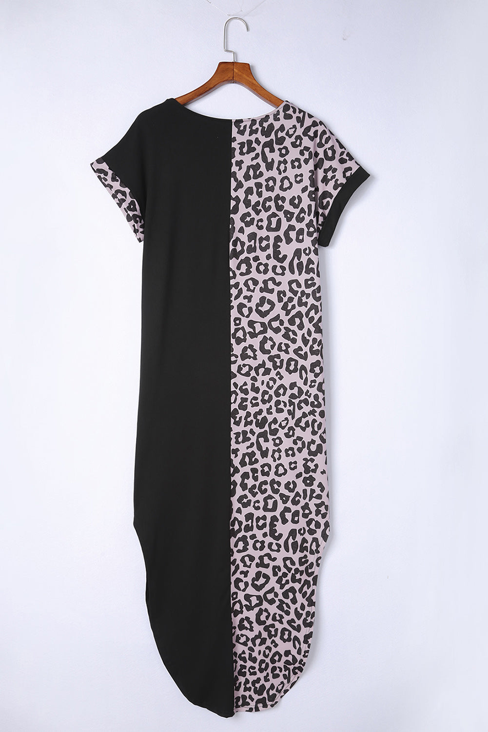 Rose Leopard Contrast Pocket Long Pajama Set