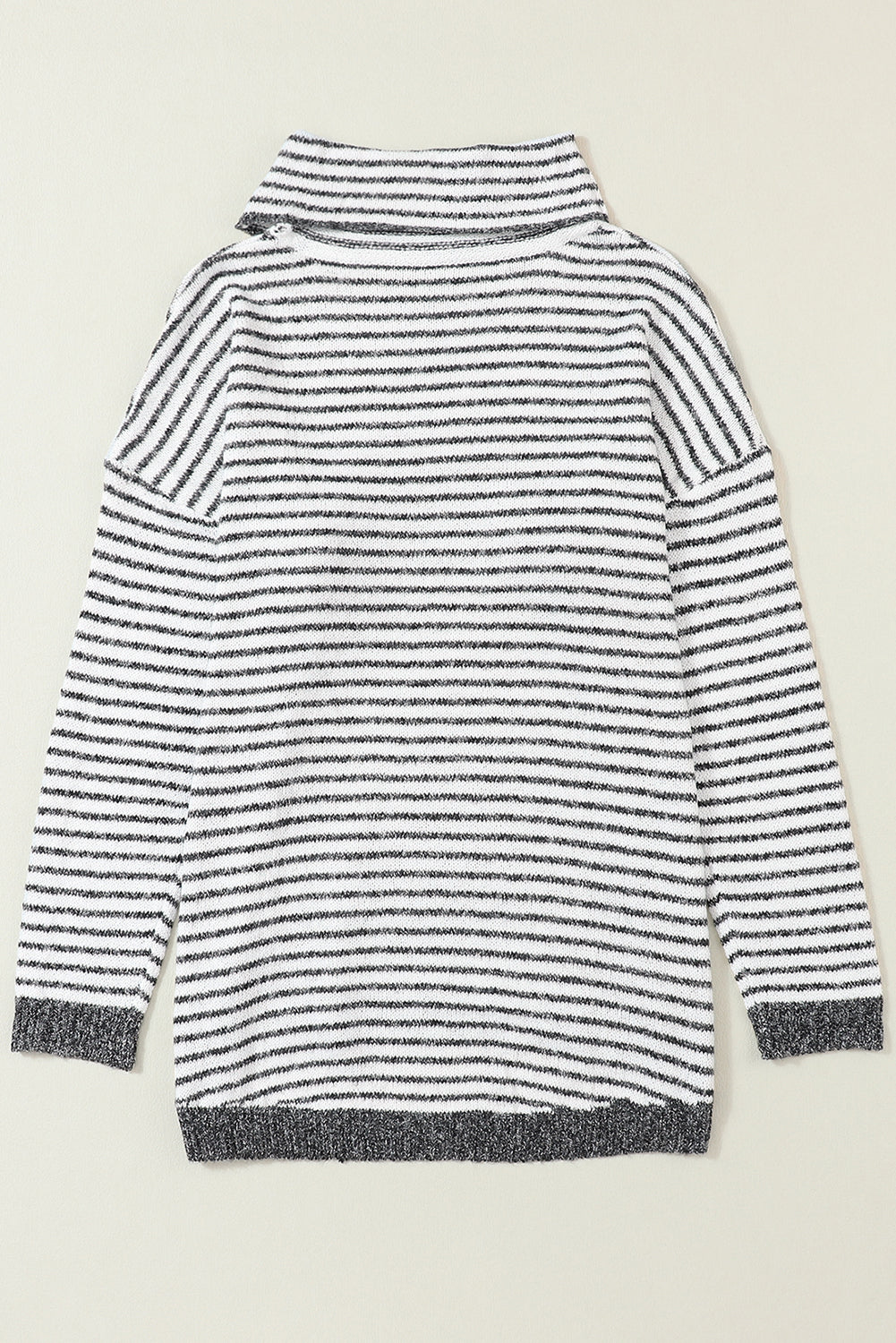 Black Striped Turtleneck Loose Sweater