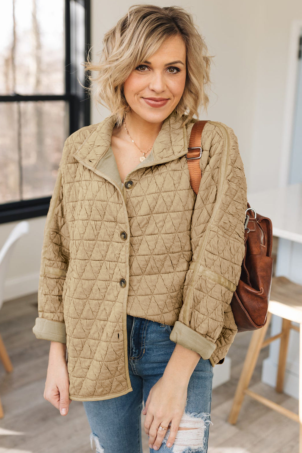 Pink Solid Quilted Pullover and Pants Outfit