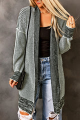 Gray Plus Size Textured Knit Cardigan