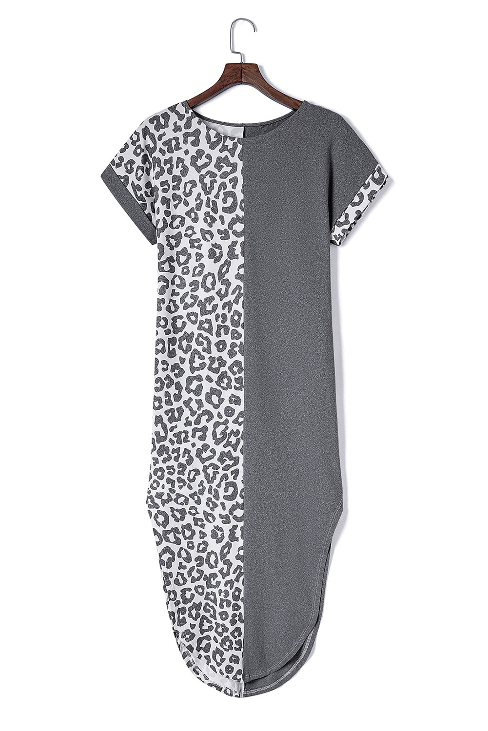 Rose Leopard Contrast Pocket Long Pajama Set