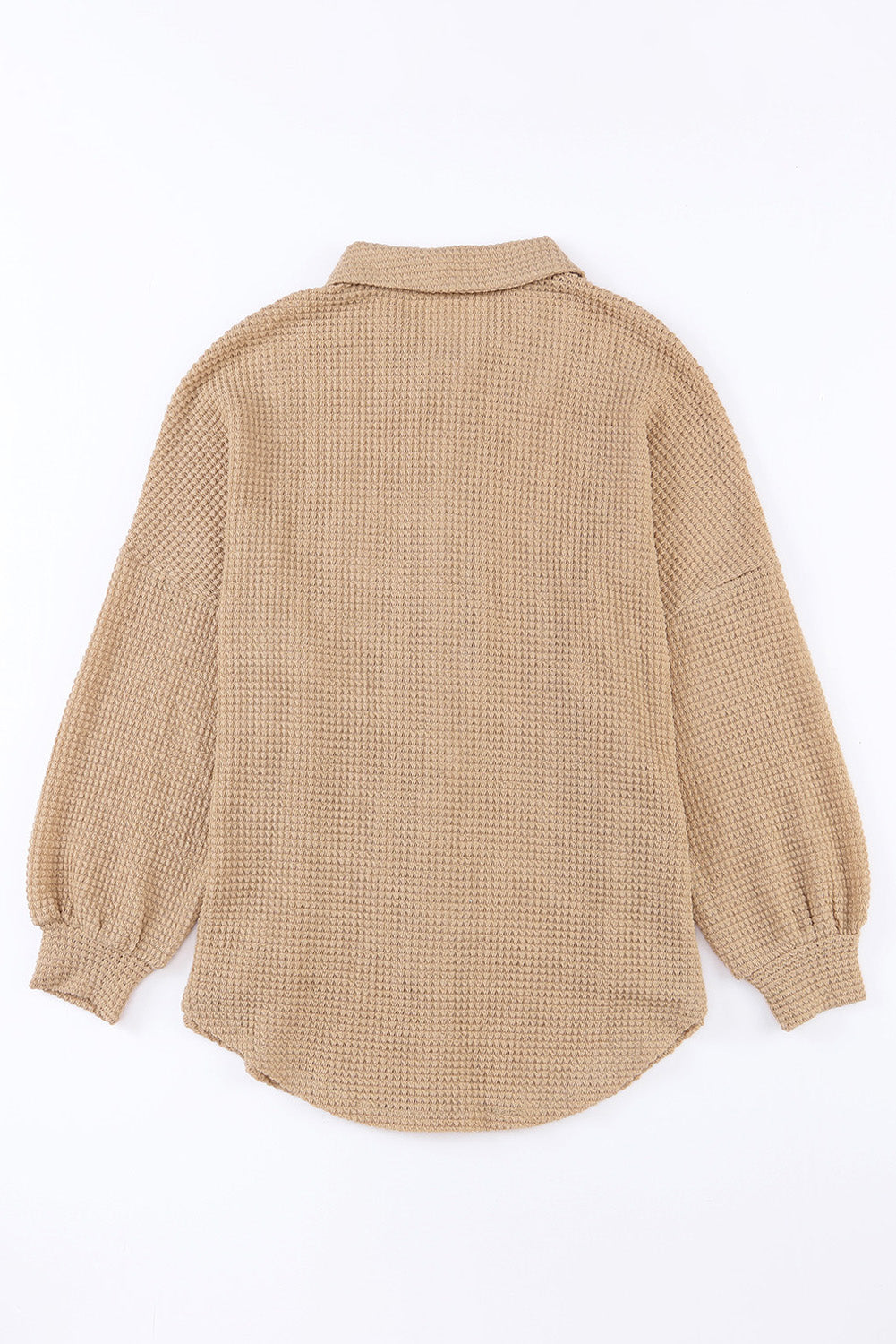 Black Plus Size Chest Pocket Waffle Knit Shirt