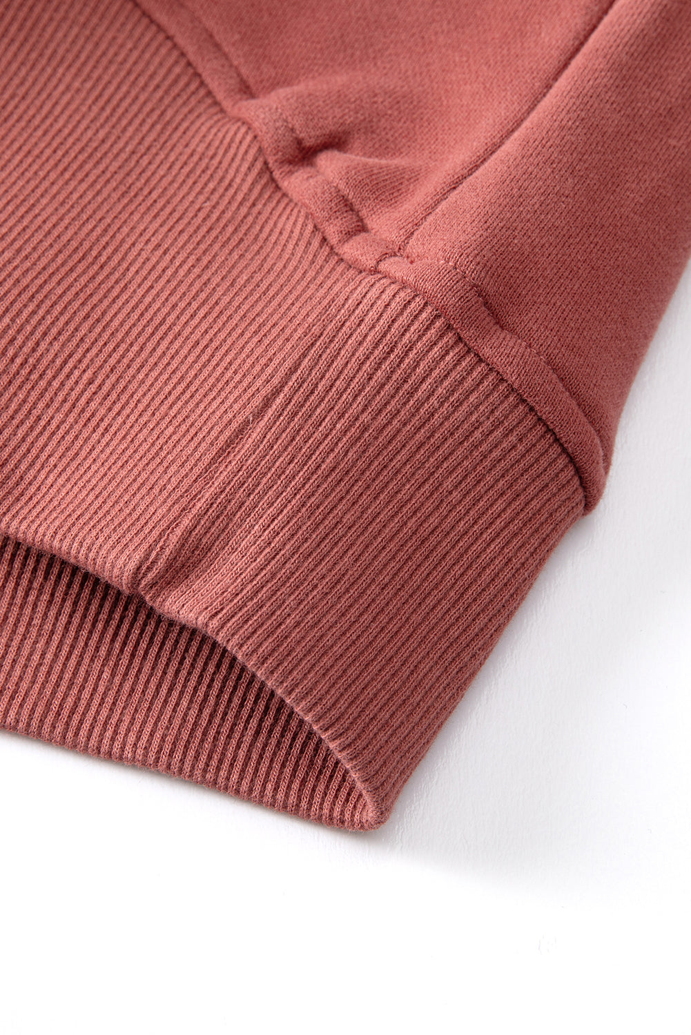 Brown Zip Up Stand Collar Ribbed Thumbhole Sleeve Sweatshirt