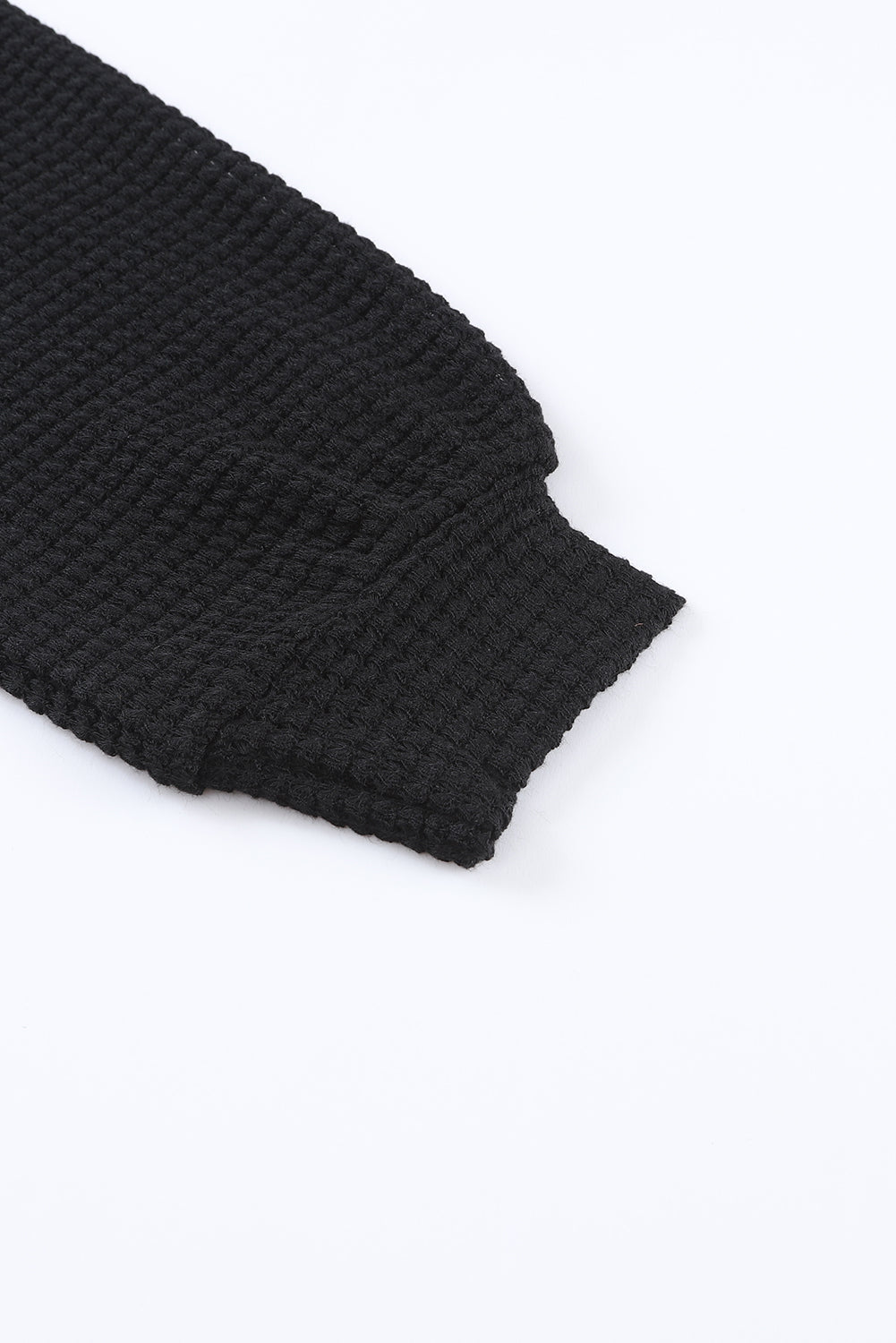 Black Plus Size Chest Pocket Waffle Knit Shirt