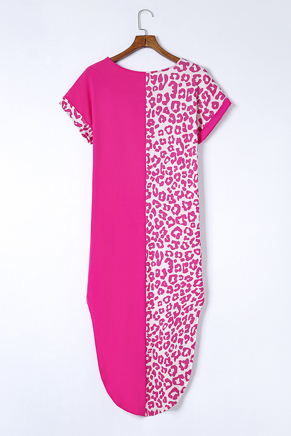 Rose Leopard Contrast Pocket Long Pajama Set